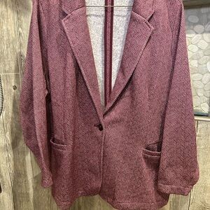 Lands' End Maroon Herringbone Blazer